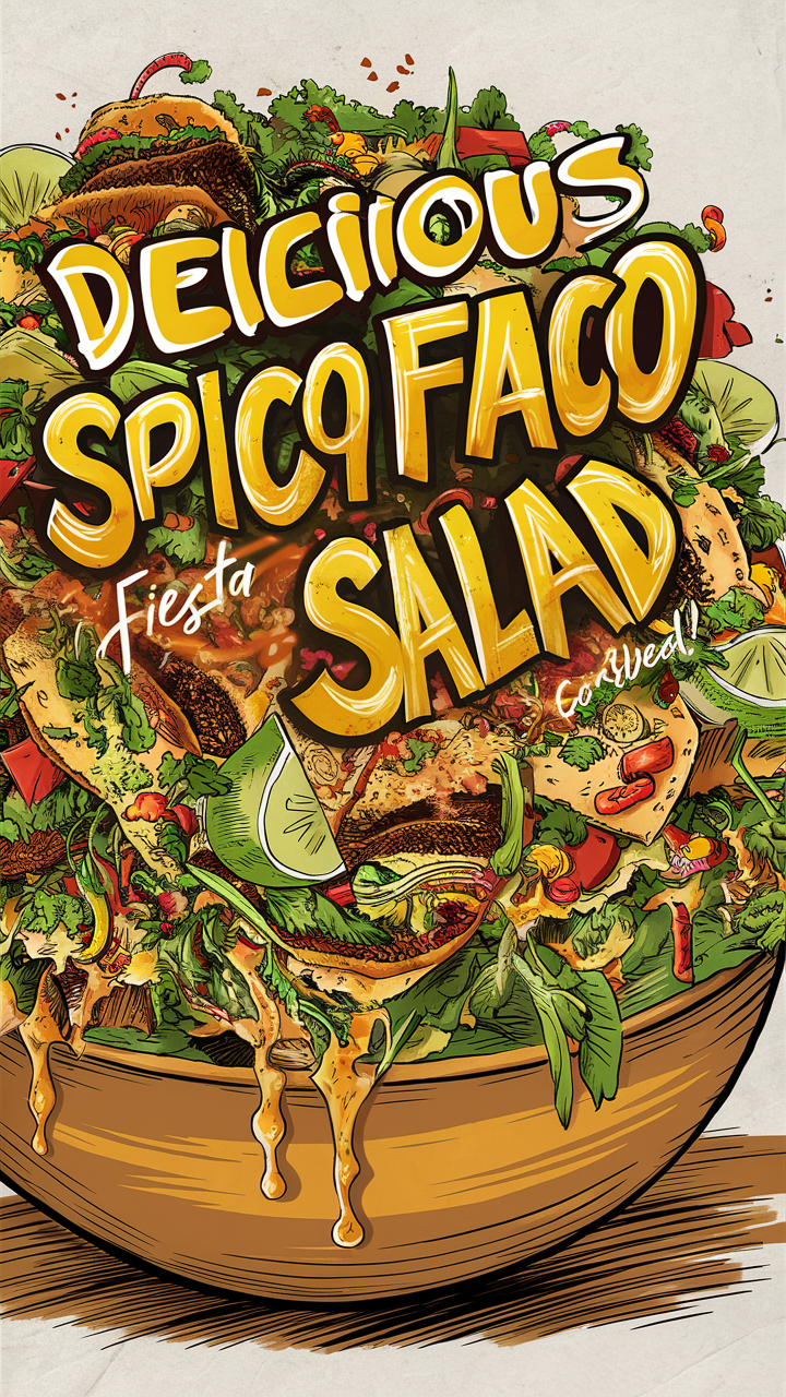 Taco salad recipe, Mexican fiesta salad, Spicy salad dressing, Chipotle taco salad, Spicy Cinco de Mayo salad