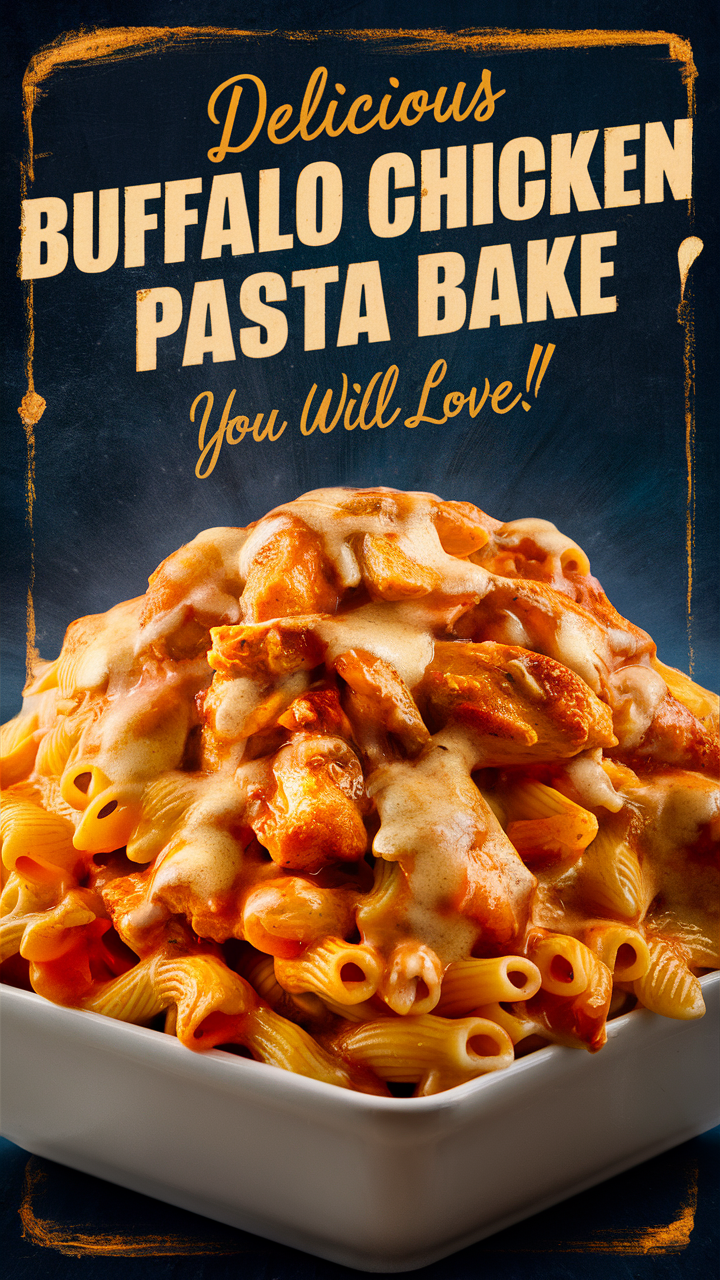 Buffalo chicken pasta, Chicken pasta bake, Buffalo chicken bake, Buffalo pasta recipe, Pasta bake recipe