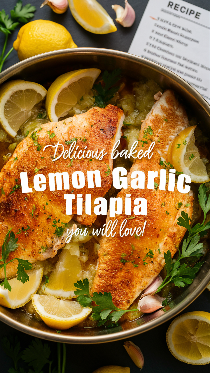 Lemon garlic tilapia recipe, Baked tilapia with lemon garlic, Easy lemon garlic tilapia, Lemon garlic tilapia fillets, Healthy lemon garlic tilapia