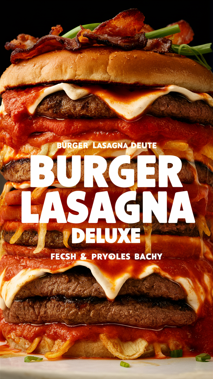 Lasagna, Burger recipe, Gourmet burger, Decadent burger, Burger dishes