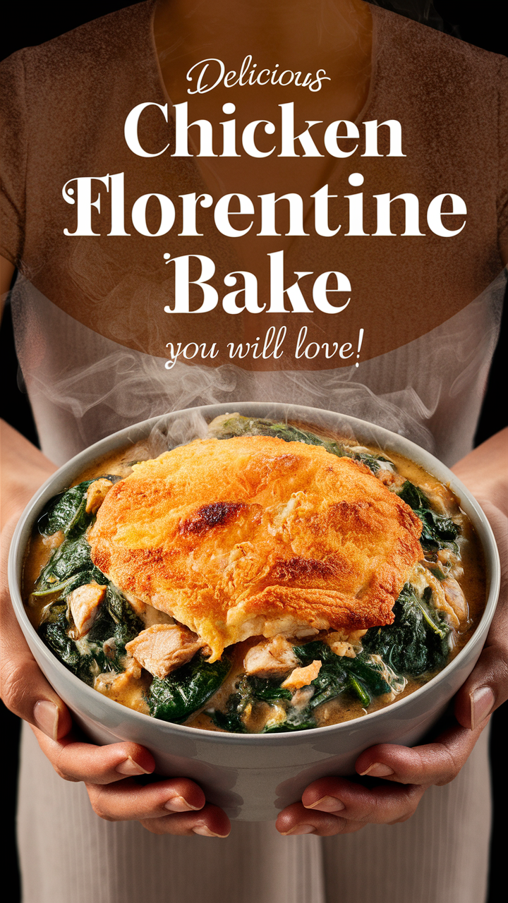 Creamy Chicken Florentine recipe, Chicken Florentine casserole, Creamy spinach chicken bake, Spinach chicken casserole, Creamy chicken and spinach bake