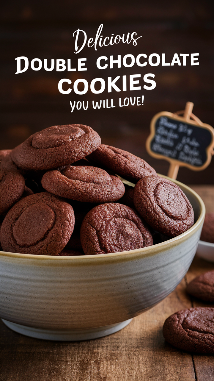 Double chocolate cookies, chocolate chip cookies, chocolate dessert, cookie recipes, homemade cookies