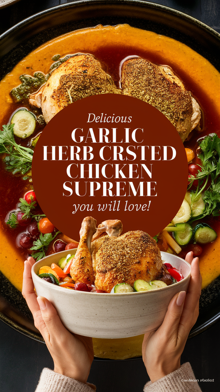 Garlic herb chicken recipe, Chicken supreme recipe, Herb crusted chicken breast, Garlic herb chicken bake, Chicken supreme dinner