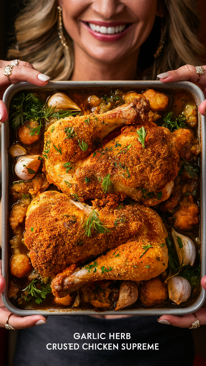 Garlic herb chicken recipe, Chicken supreme recipe, Herb crusted chicken breast, Garlic herb chicken bake, Chicken supreme dinner