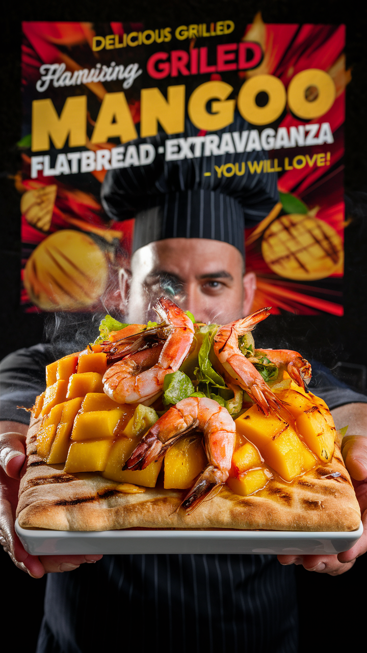 Grilled fruit pizza, Tropical pizza, Flamingle flatbread, Exotic mango pizza, Gourmet fruit flatbread