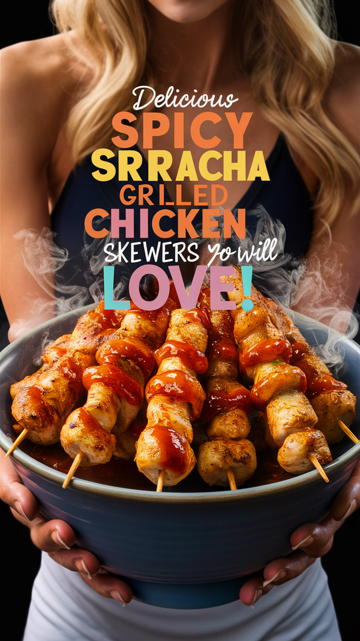 Sriracha chicken skewers, Grilled chicken marinade, Spicy chicken recipes, BBQ Sriracha chicken, Grilled chicken skewer recipe