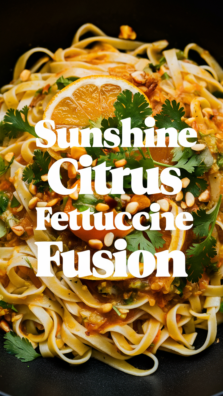 Sunshine Citrus Pasta, Citrus Fettuccine Recipe, Fusion Citrus Noodles, Refreshing Citrus Dish, Fettuccine Citrus Fusion