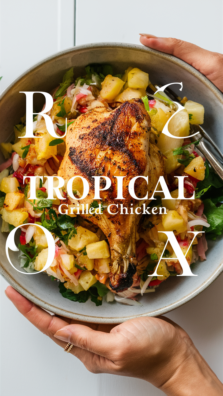 Grilled chicken recipes, Chicken pineapple salsa, BBQ chicken pineapple, Tropical chicken dishes, Summer BBQ recipes