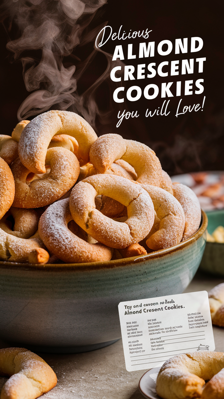 Almond crescent cookies, Best almond crescent cookies, Easy almond crescent cookies, Homemade almond crescent cookies, Delicious almond crescent cookies