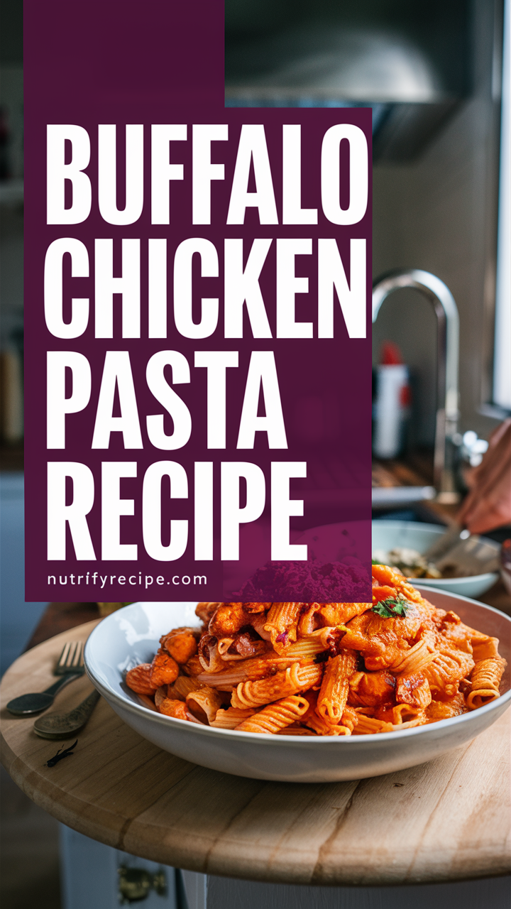 Buffalo chicken pasta recipe, spicy buffalo pasta, creamy buffalo chicken pasta, buffalo chicken alfredo, buffalo chicken pasta bake