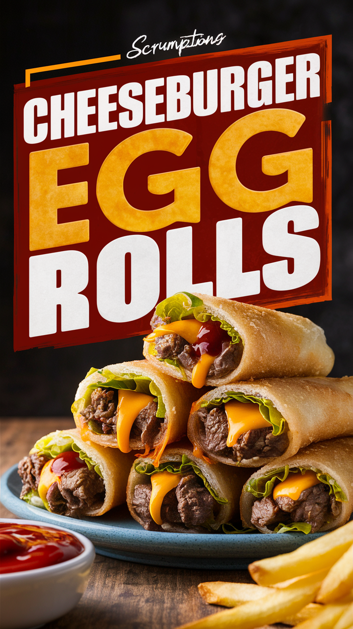 Cheeseburger egg roll, Egg roll recipe, Homemade cheeseburger, Ground beef recipe, Finger food recipe