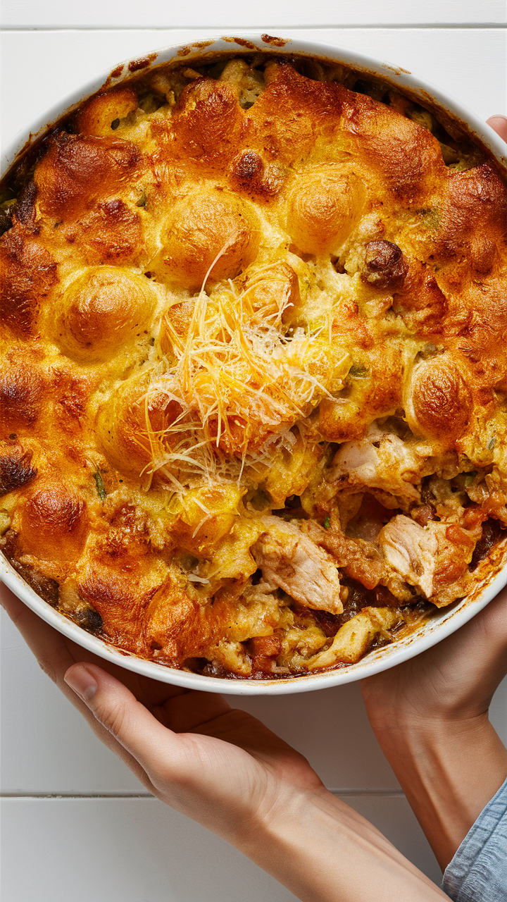 Chicken and Cheese Casserole, Creamy Potato Bake, Cheesy Chicken Potatoes, Potato Chicken Casserole, Cheesy Potato Bake