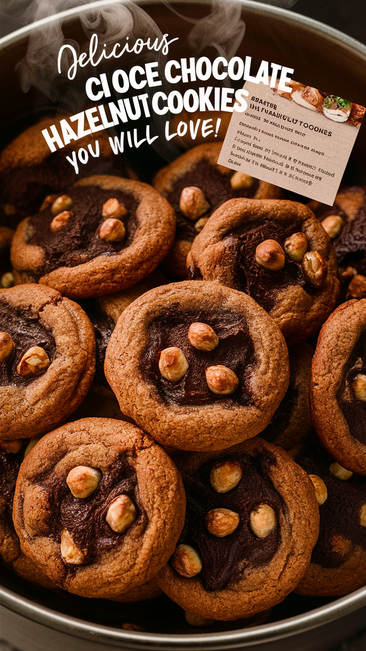 Chocolate chip cookies, Hazelnut brownie cookies, Nutella stuffed cookies, Chocolate hazelnut spread cookies, Hazelnut chocolate chunk cookies