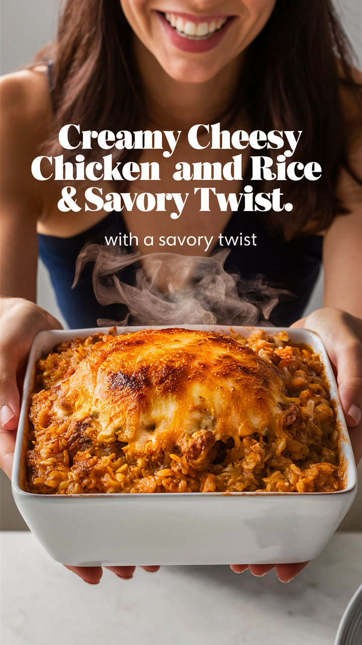 Creamy chicken casserole, Cheesy chicken bake, Savory chicken casserole, Rice casserole dishes, Cheesy chicken and rice bake