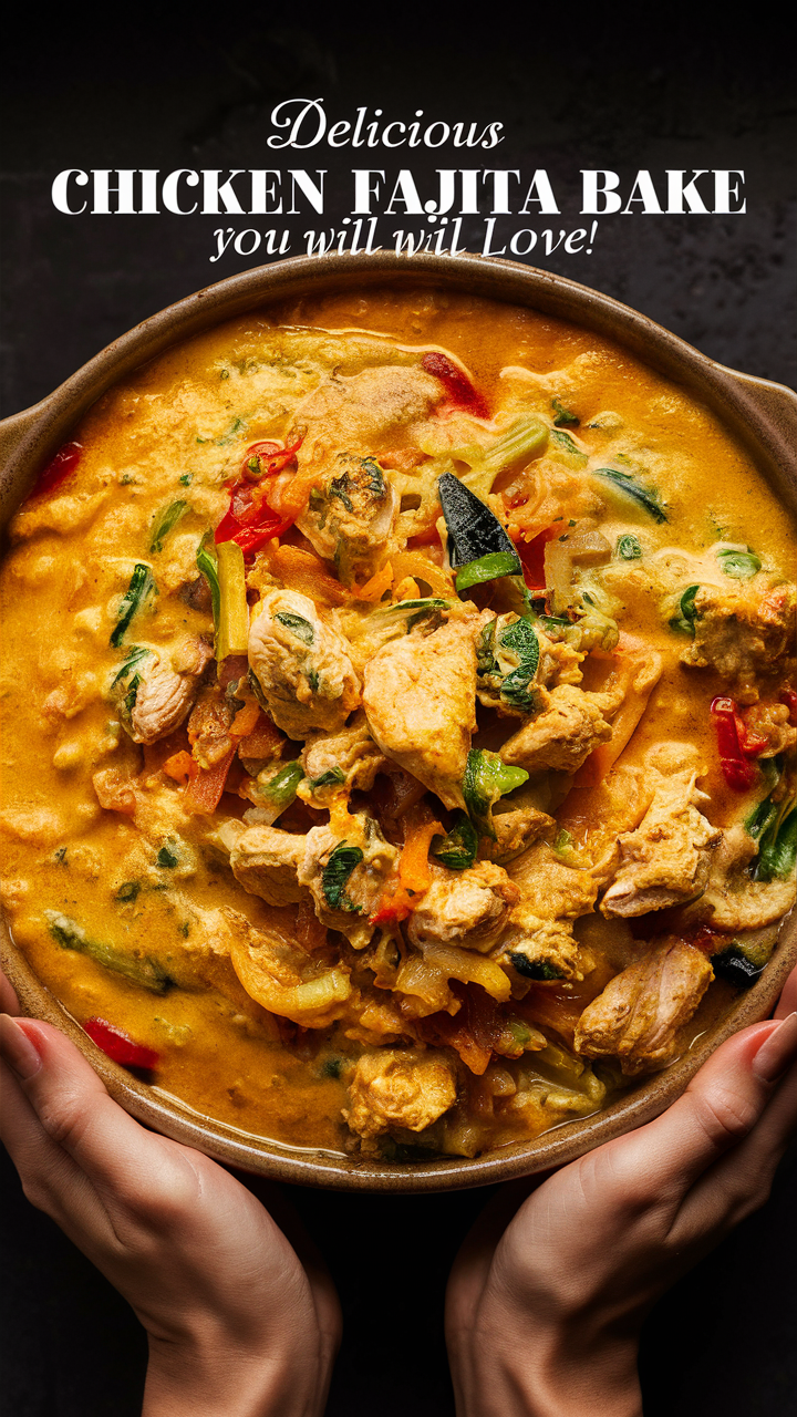 chicken fajita casserole, best fajita bake, cheesy fajita chicken, easy fajita bake, delicious chicken bake