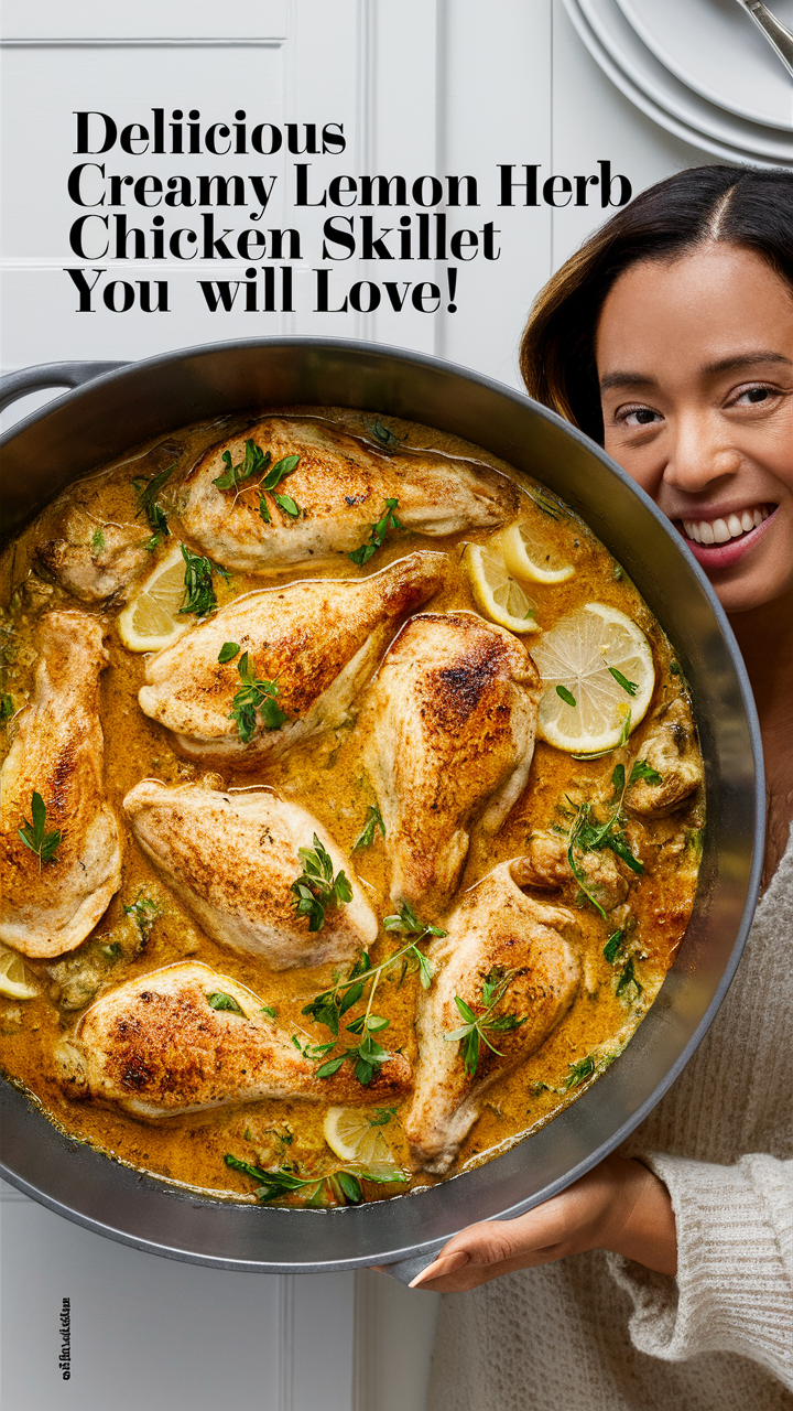 Creamy Lemon Chicken, Lemon Herb Chicken, Creamy Herb Chicken, Skillet Chicken Recipes, Lemon Chicken Skillet