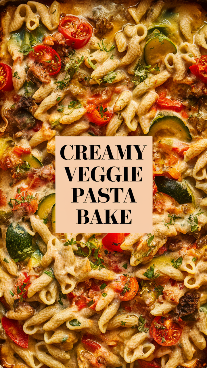 Creamy pasta bake, Veggie casserole, Creamy vegetarian dish, Baked vegetable casserole, Pasta with vegetables