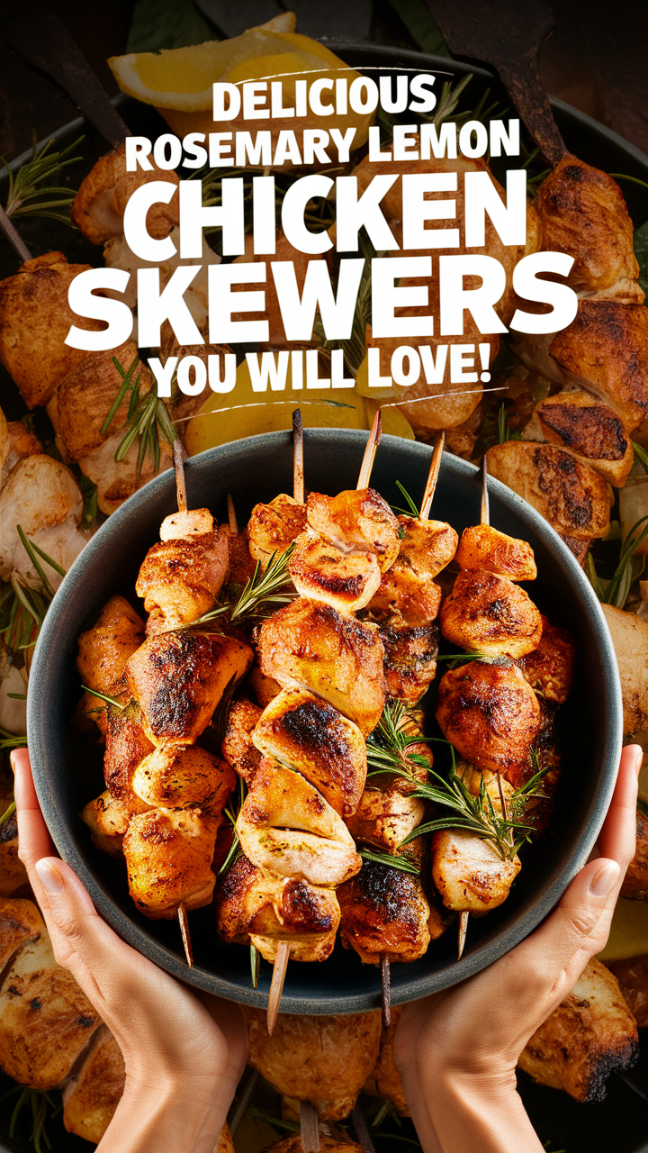 Grilled Chicken Skewers, Barbecue Chicken Skewers, Lemon Chicken Skewers, Skewered Grilled Chicken, Rosemary Chicken Skewers