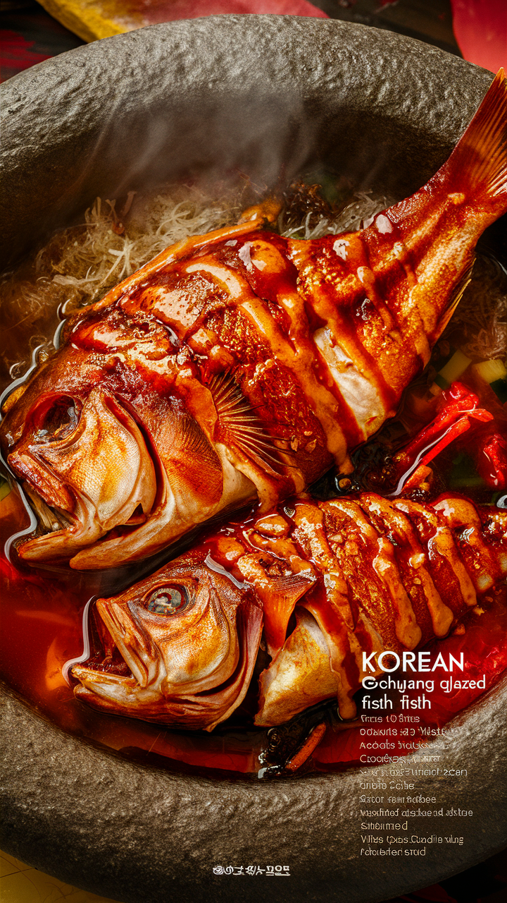 Korean glazed fish, spicy gochujang fish, gochujang marinade, Korean seafood recipe, gochujang glazed salmon