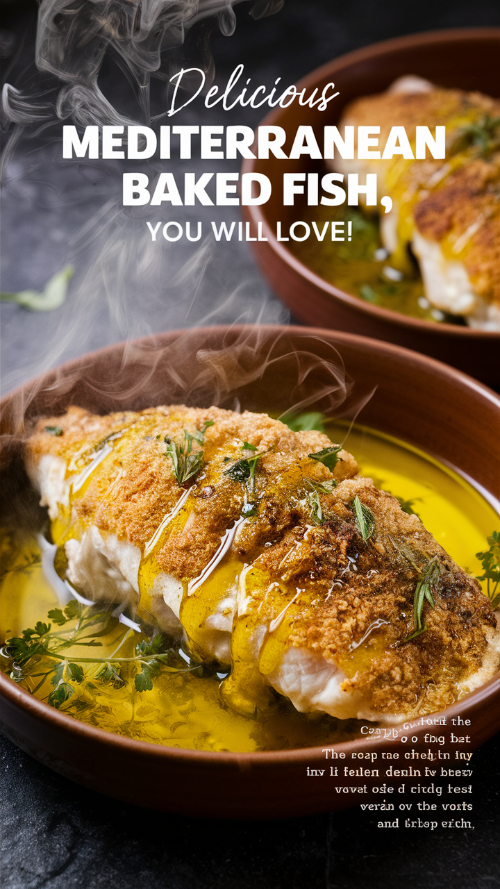 Mediterranean baked fish, healthy fish recipe, Greek style fish, oven-baked seafood, flavorful fish dish