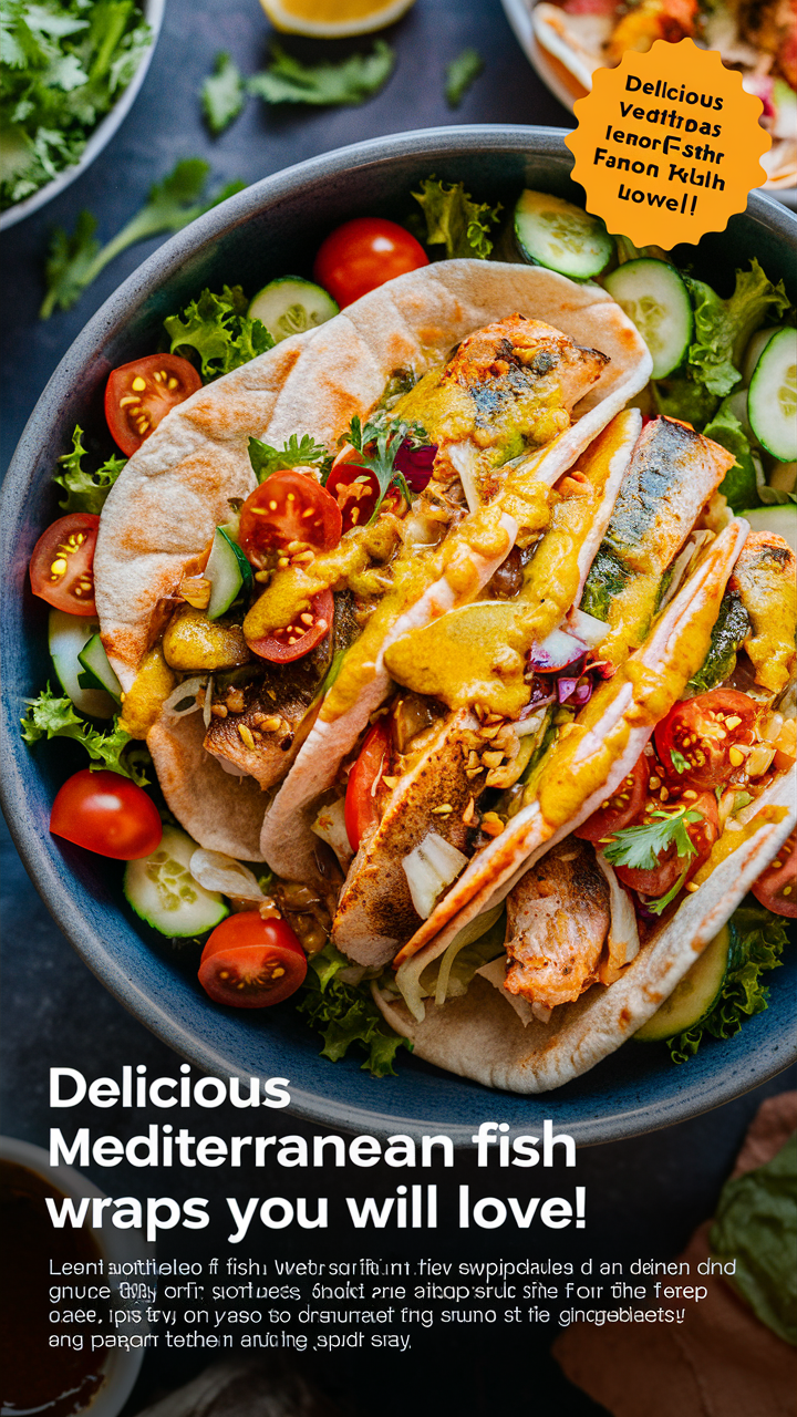 Mediterranean cuisine, Fish recipes, Seafood wraps, Healthy eating, Fresh ingredients