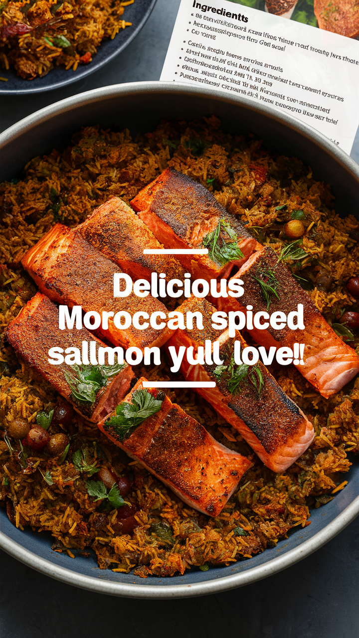 Moroccan spiced salmon, authentic Moroccan cuisine, exotic seafood dish, Middle Eastern flavors, gourmet seafood recipe