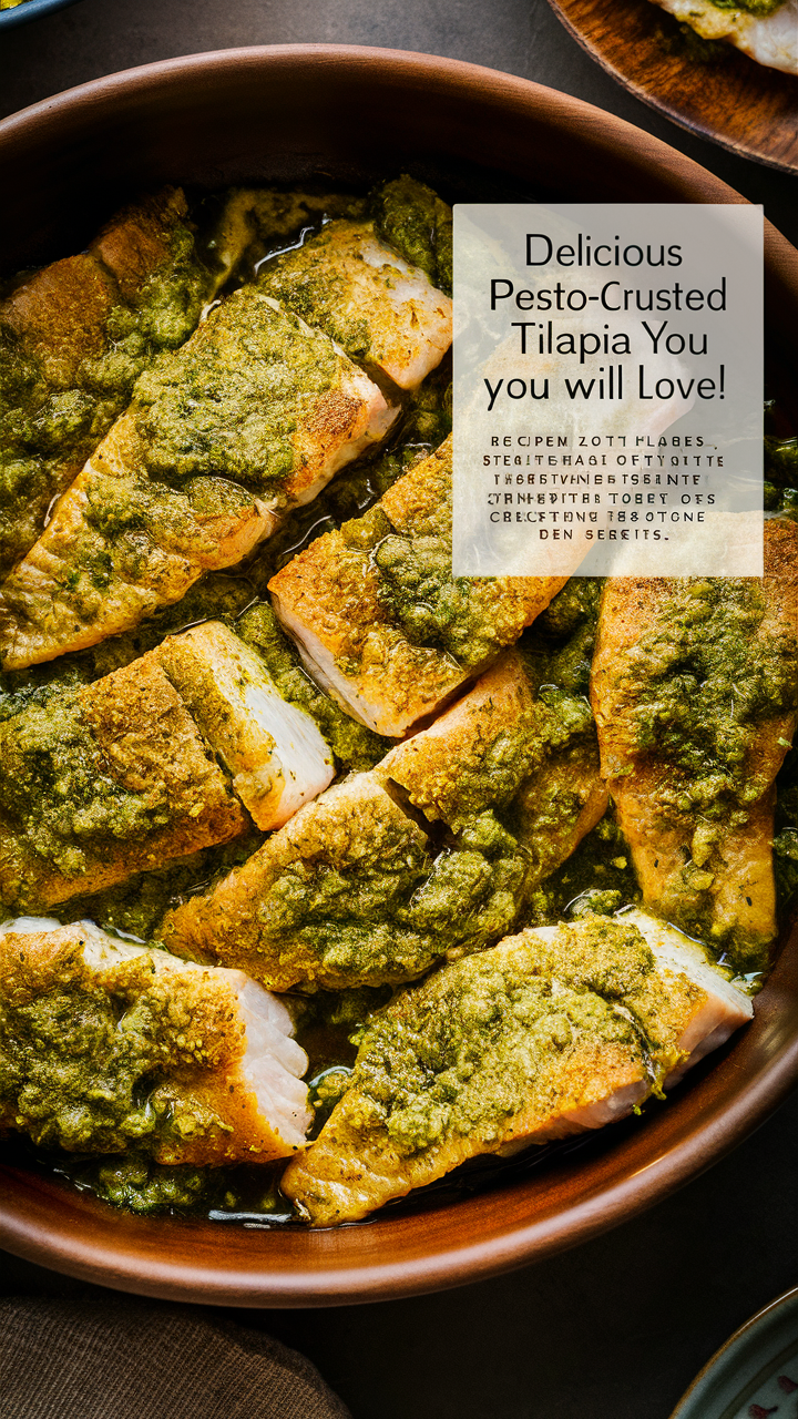 Pesto-Crusted Tilapia, Best Tilapia Recipe, Gourmet Fish Dish, Delicious Seafood Dinner, High-End Tilapia Recipe