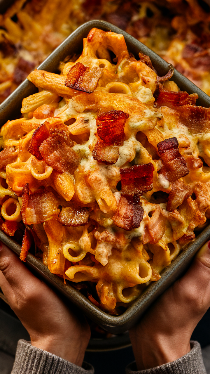 Smoky Bacon Chicken Pasta Bake, Ranch Chicken Pasta, Chicken Bacon Pasta Bake, Bacon Ranch Pasta, Smoky Bacon Pasta