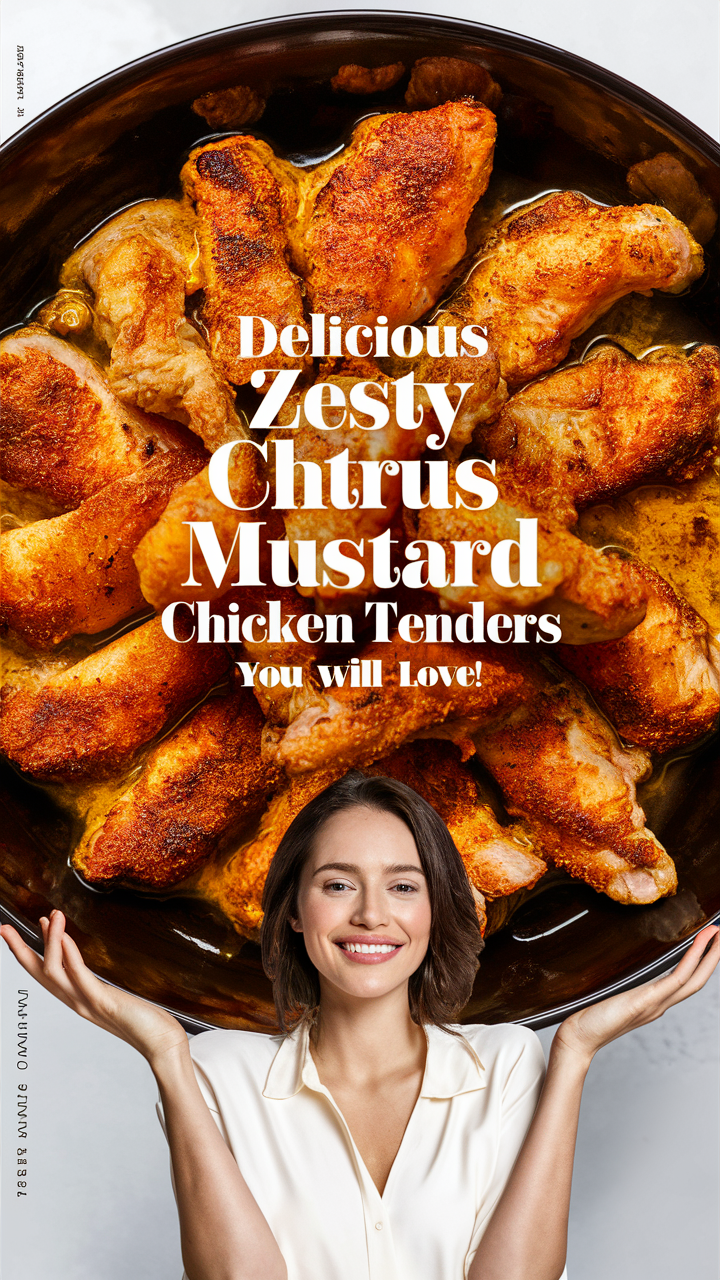 Citrus chicken tenders, Mustard chicken recipe, Citrus mustard marinade, Zesty chicken strips, Tangy mustard chicken