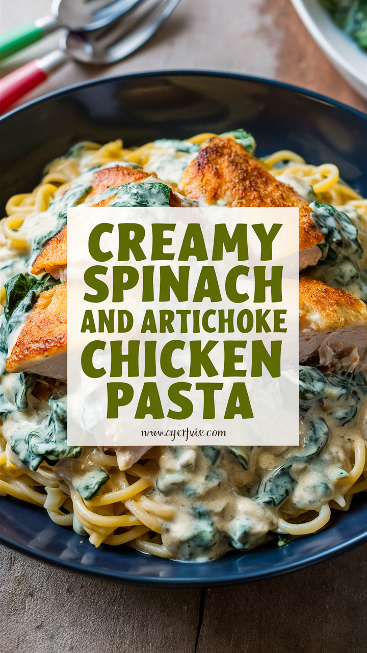 Chicken Pasta Recipe, Easy Pasta Dish, Creamy Chicken Dish, Spinach and Artichoke Pasta, Gourmet Pasta Dish