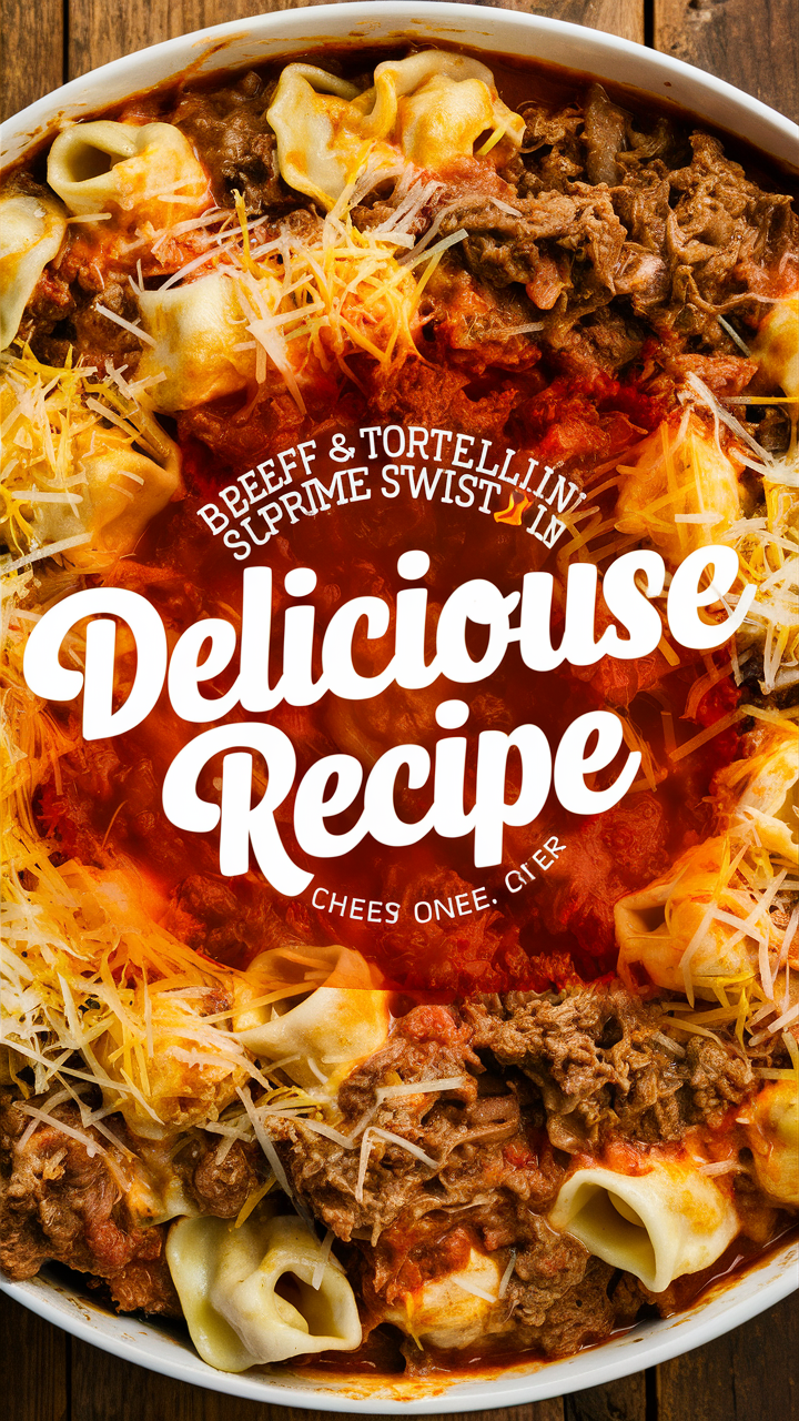 Cheese filled tortellini, Beef and cheese dishes, Gourmet beef tortellini, Cheesy dinner recipes, Tortellini beef casserole