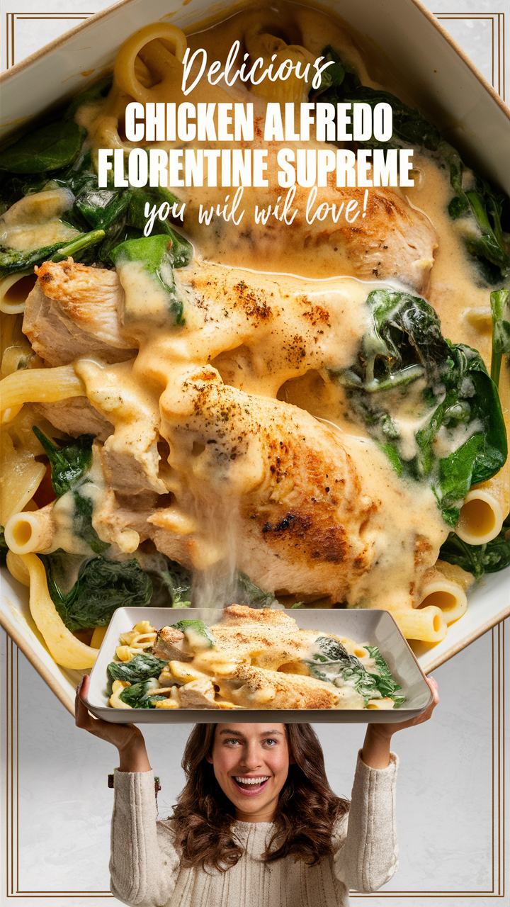 Creamy Alfredo Sauce, Spinach Fettuccine, Mushroom Florentine Sauce, Parmesan Chicken Bake, Gourmet Italian Pasta