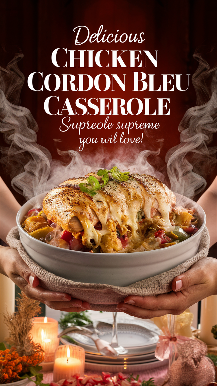 Chicken cordon bleu casserole, Chicken casserole recipe, Tasty casserole dishes, Gourmet chicken casserole, Easy casserole ideas