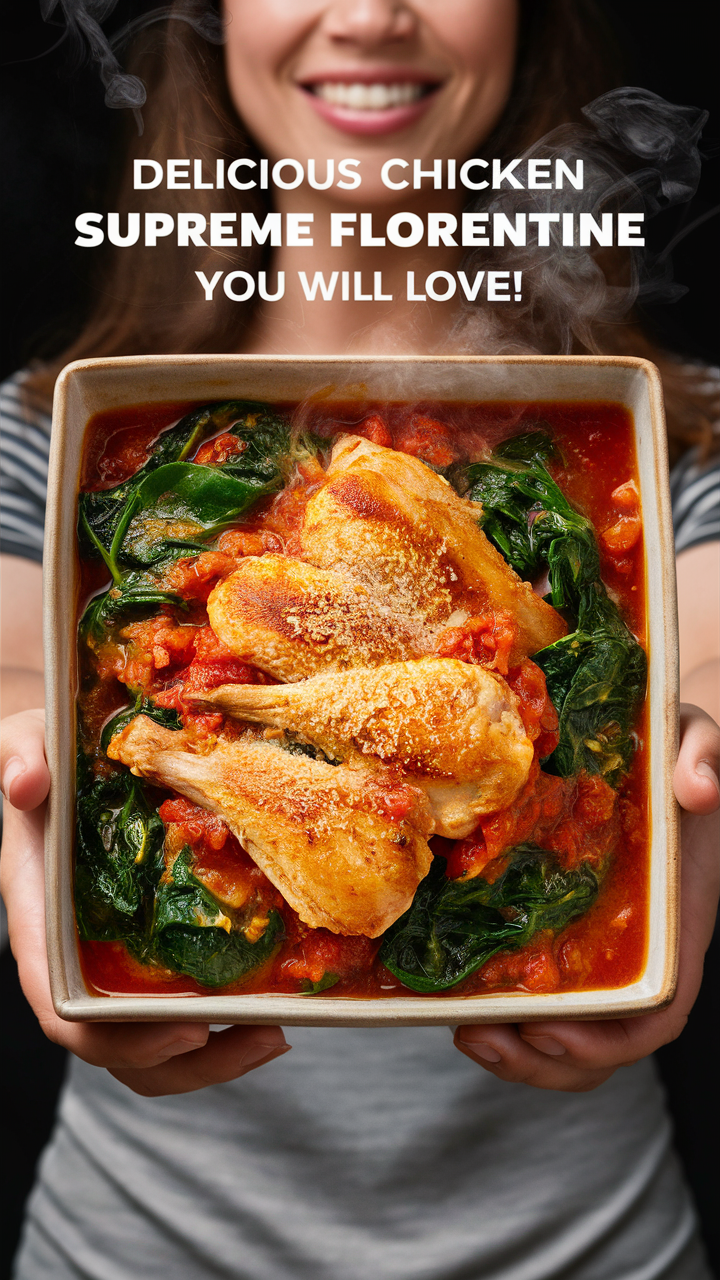 Chicken Supreme, Florentine recipe, gourmet chicken dish, creamy spinach sauce, baked chicken recipe