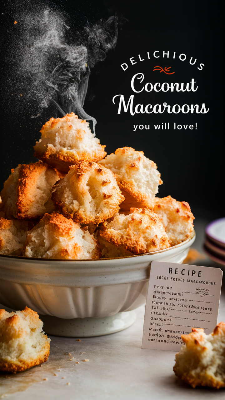 coconut macaroon recipe, coconut cookie recipe, coconut dessert recipe, homemade coconut macaroons, moist coconut macaroons