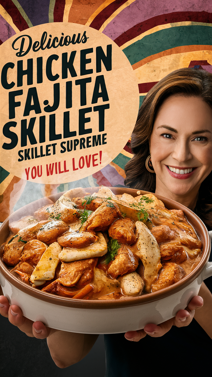 Chicken fajita recipe, Skillet chicken fajitas, Creamy fajita skillet, Chicken fajita skillet, Delicious chicken fajitas