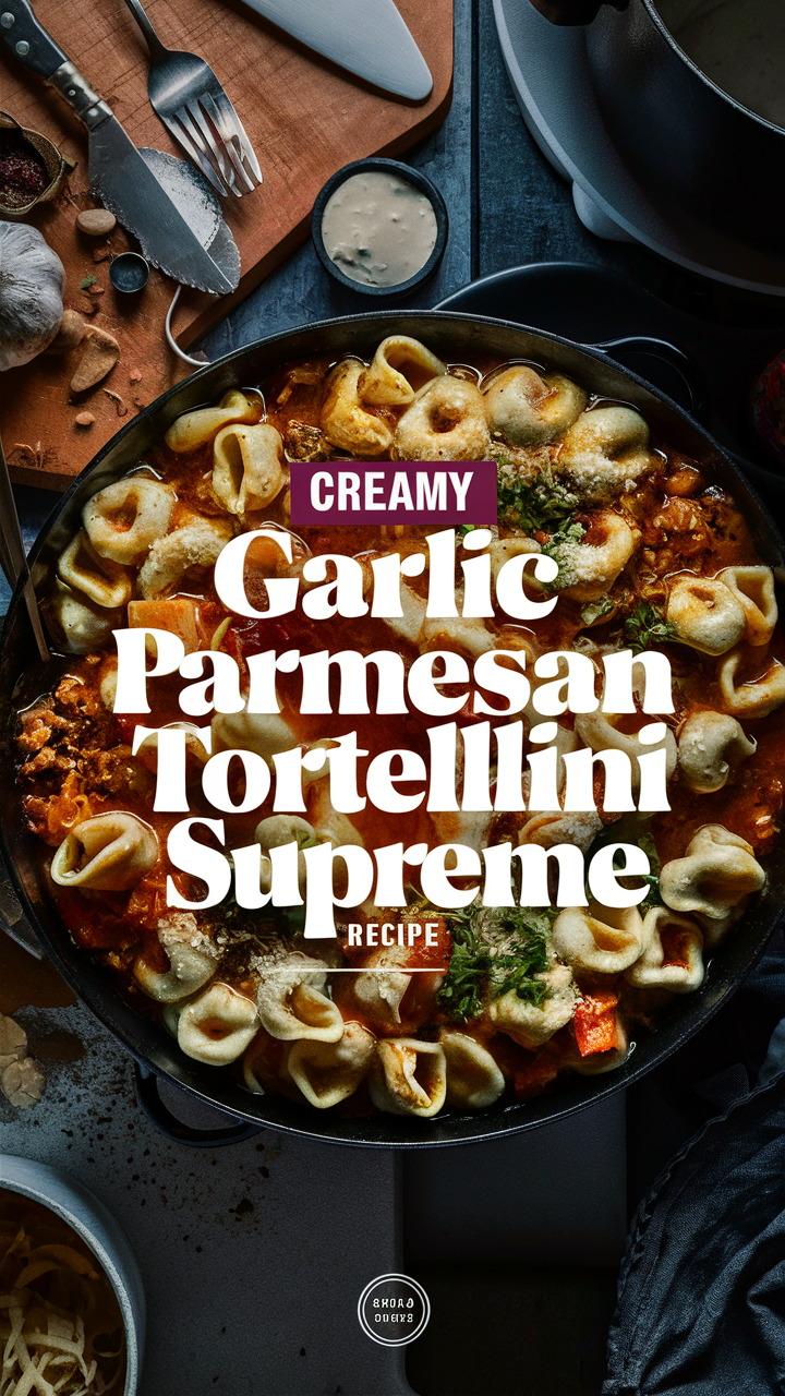 Creamy garlic parmesan tortellini, Tortellini supreme recipe, Garlic parmesan pasta, Creamy tortellini sauce, Easy parmesan tortellini