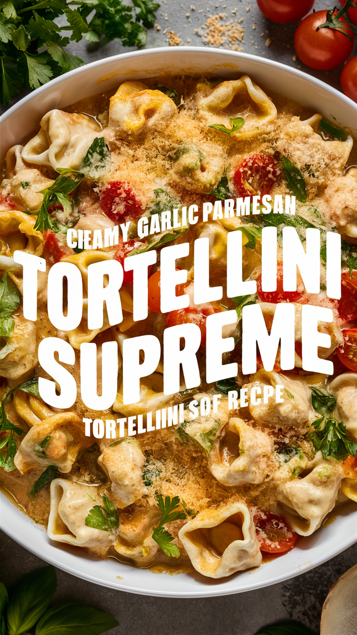 Creamy garlic parmesan tortellini, 
Tortellini supreme recipe, 
Garlic parmesan pasta, 
Creamy tortellini sauce, 
Easy parmesan tortellini