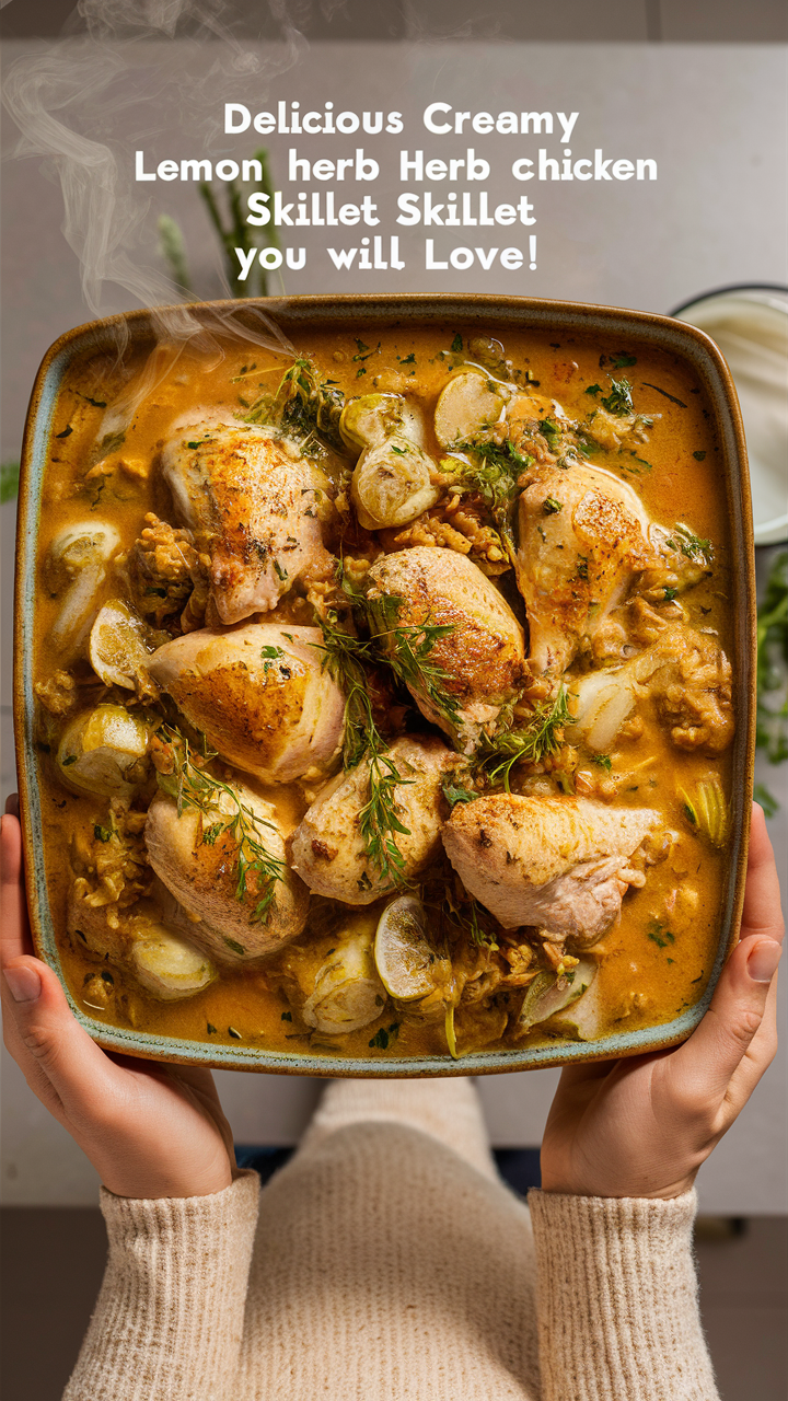 Creamy lemon chicken skillet, Lemon herb chicken recipe, Creamy chicken skillet, Lemon herb chicken skillet, Lemon chicken skillet