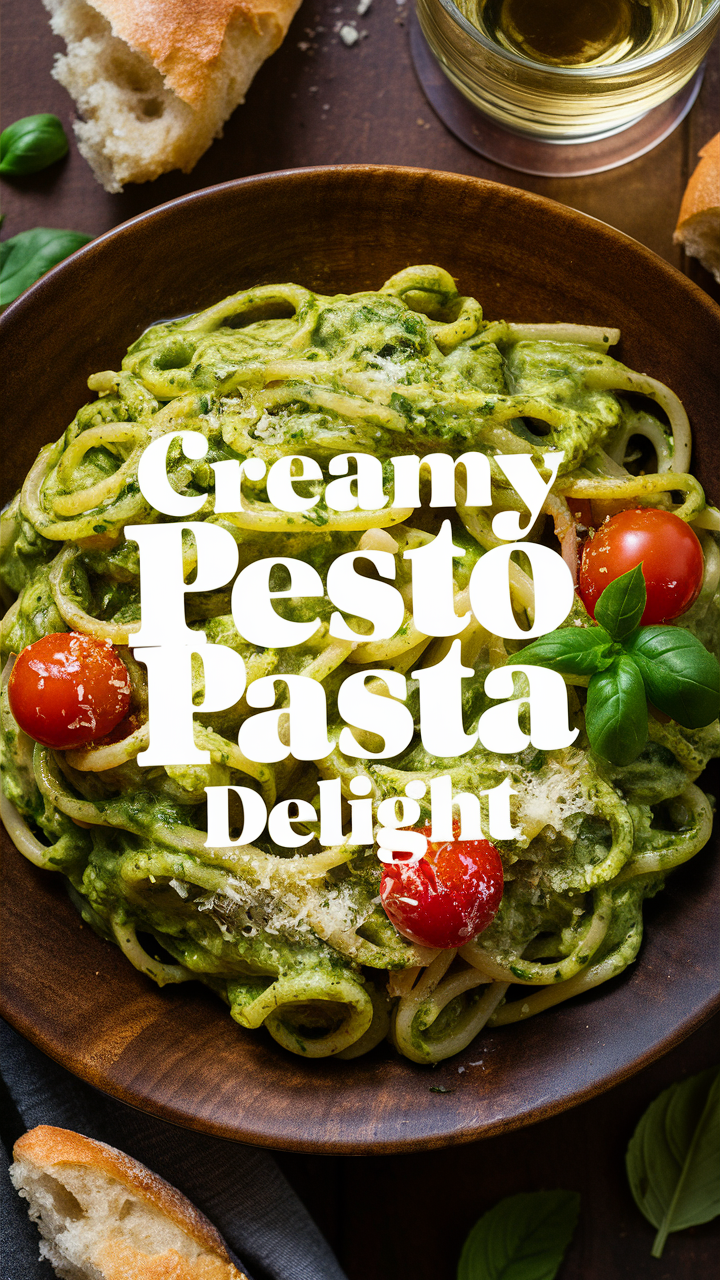 Pasta recipe, Italian cuisine, Creamy sauce, Pesto dishes, Gourmet meal