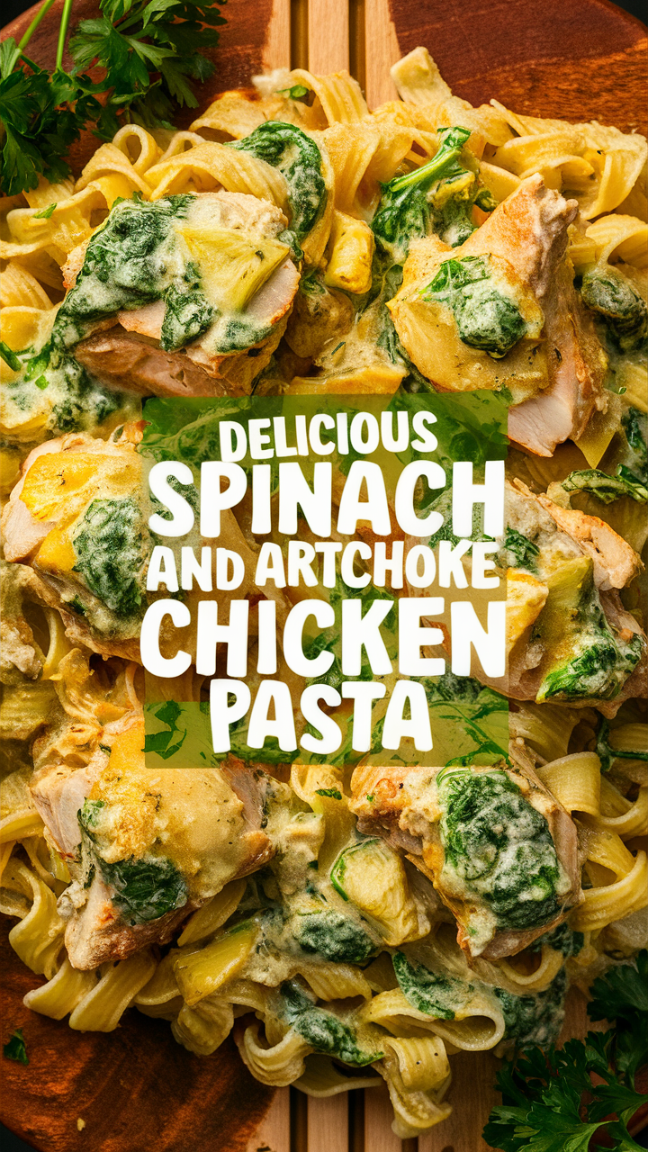 Chicken Pasta Recipe, Easy Pasta Dish, Creamy Chicken Dish, Spinach and Artichoke Pasta, Gourmet Pasta Dish