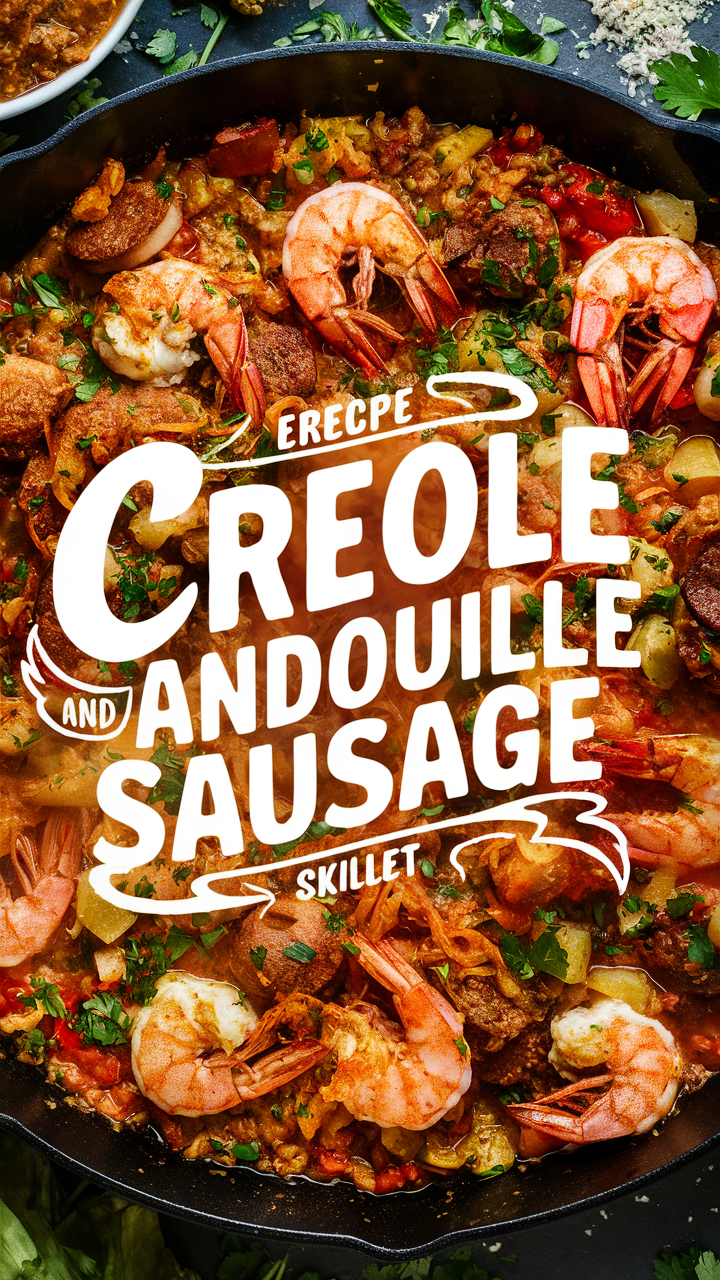 Creole Shrimp Skillet, Andouille Sausage Recipe, Spicy Shrimp Skillet, Louisiana Shrimp and Sausage, Creole Seafood Dish