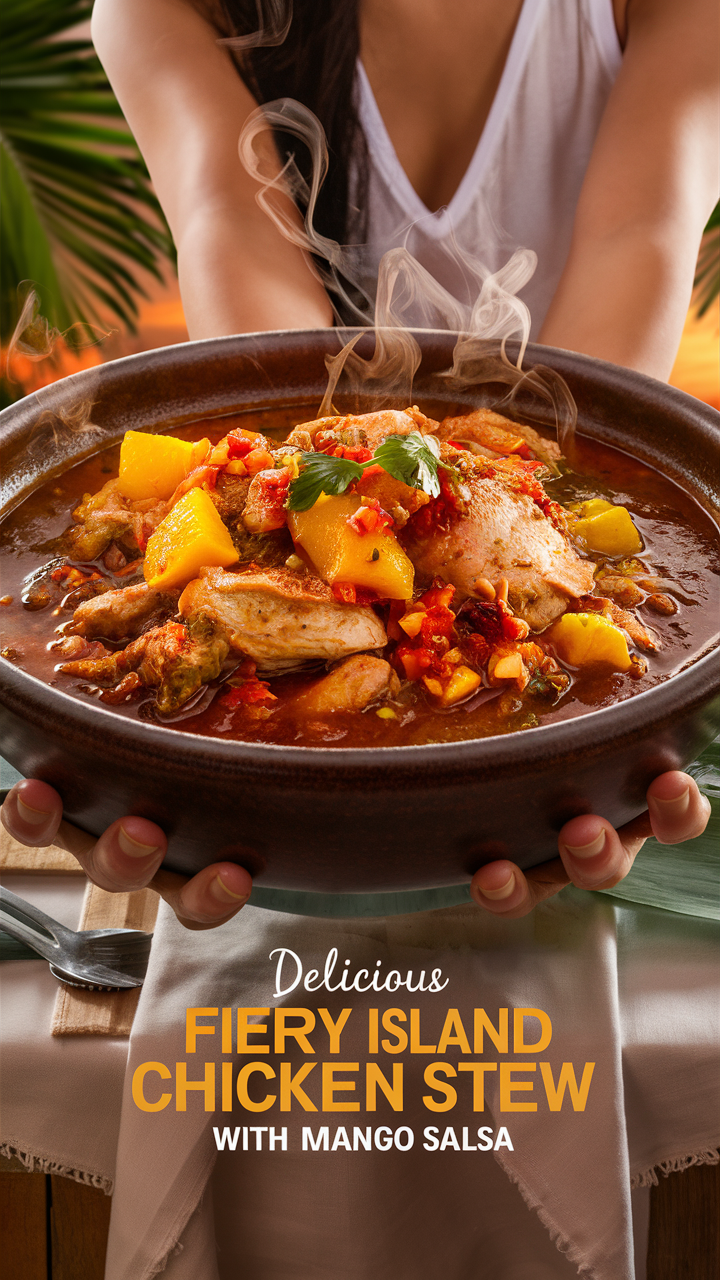 Island Chicken Recipe, Chicken Stew, Mango Salsa, Fiery Chicken, Tropical Stew