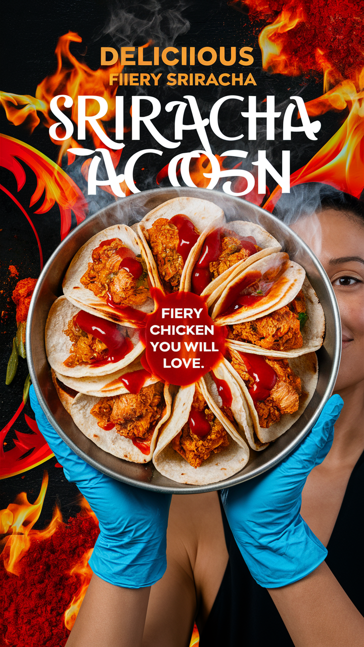 Sriracha Chicken Tacos, Spicy Chicken Tacos, Sriracha Tacos, Fiery Chicken Tacos, Spicy Sriracha Tacos