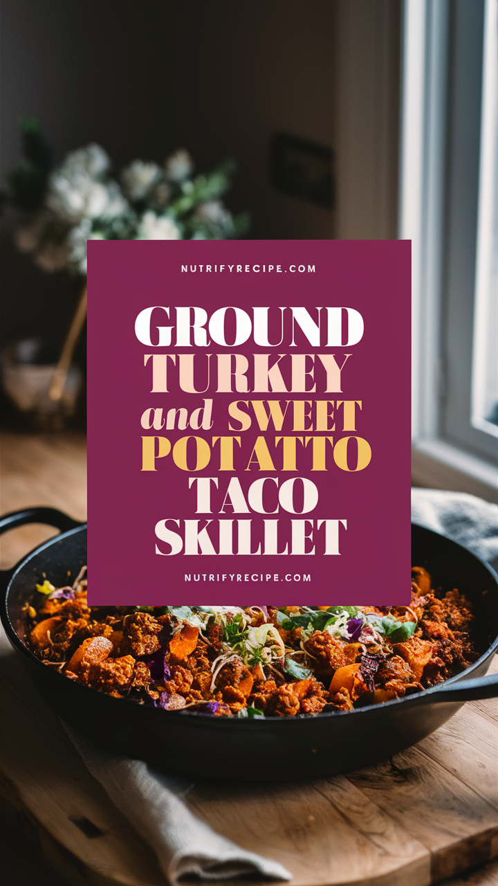 Ground Turkey Skillet Recipe, Sweet Potato Taco Skillet, Healthy Taco Skillet, Easy Ground Turkey Tacos, Delicious Sweet Potato Tacos
