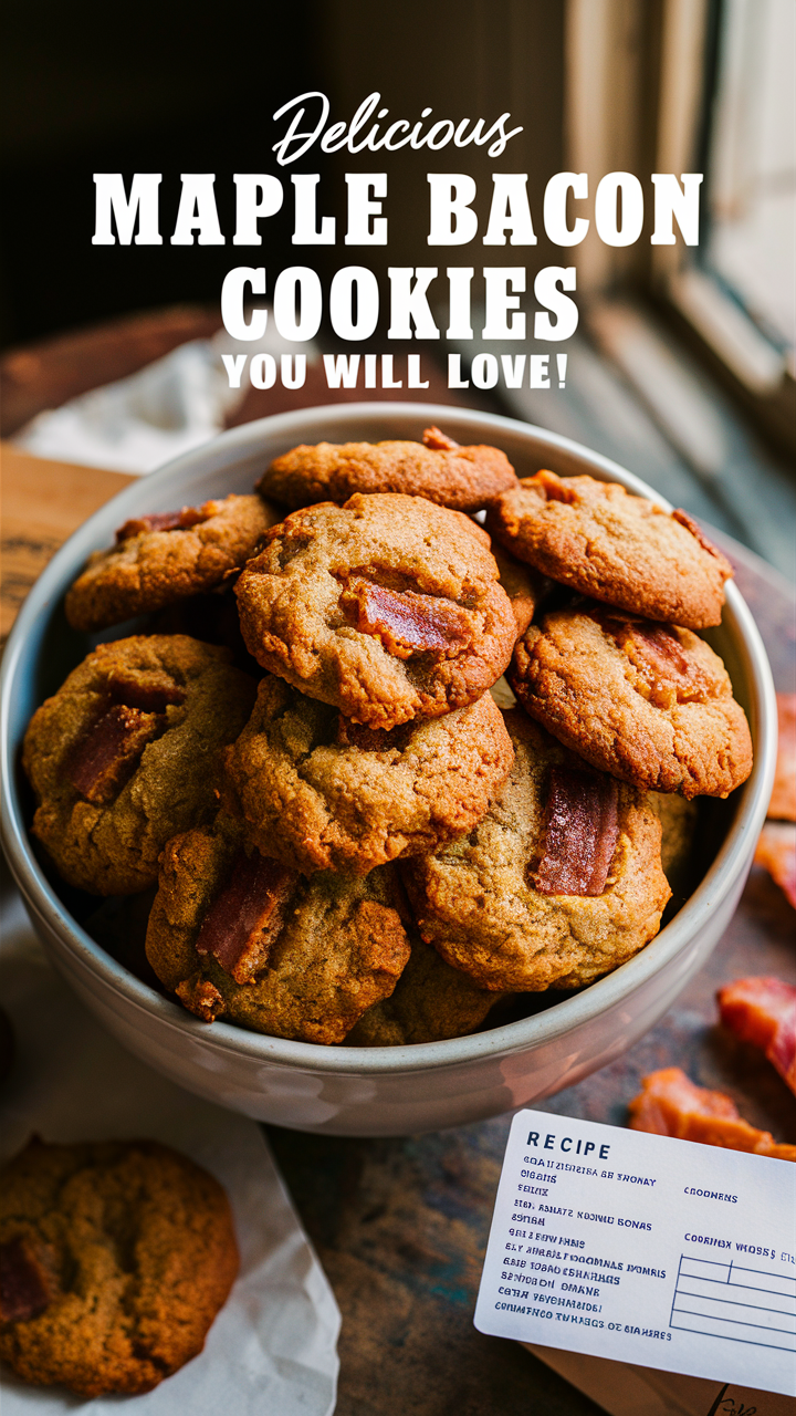 Maple bacon cookies recipe, Easy maple bacon cookies, Delicious bacon dessert ideas, Best bacon cookie recipe, Maple bacon dessert recipe