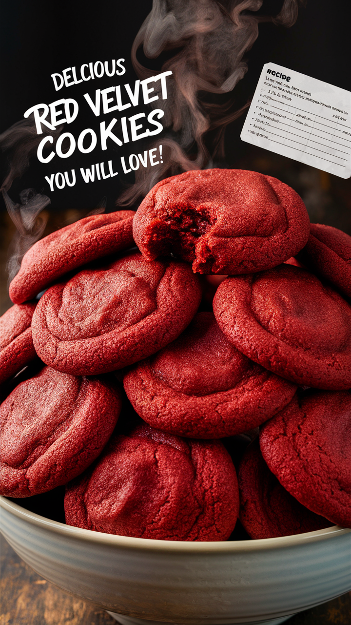 Velvet Cookies Recipe, Red Velvet Cookie Ingredients, Best Red Velvet Cookies, Homemade Red Velvet Cookies, Red Velvet Cookie Decorating