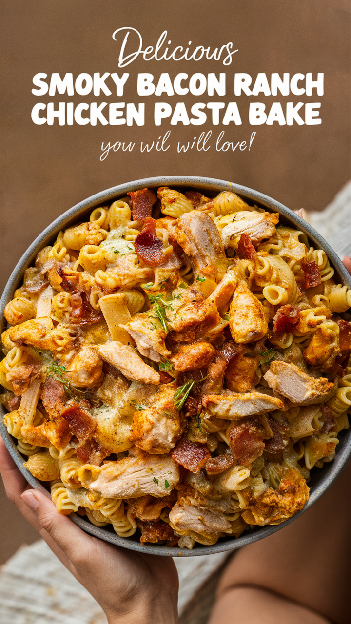 Smoky Bacon Chicken Pasta, Chicken Pasta Bake, Bacon Ranch Chicken, Smoky Bacon Ranch, Chicken Ranch Pasta
