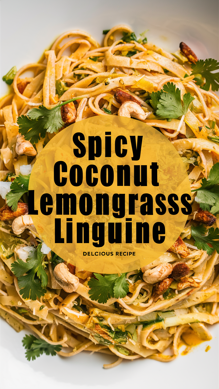 Coconut pasta recipe, Lemongrass linguine, Spicy pasta dish, Coconut lemongrass noodles, Gourmet coconut spaghetti