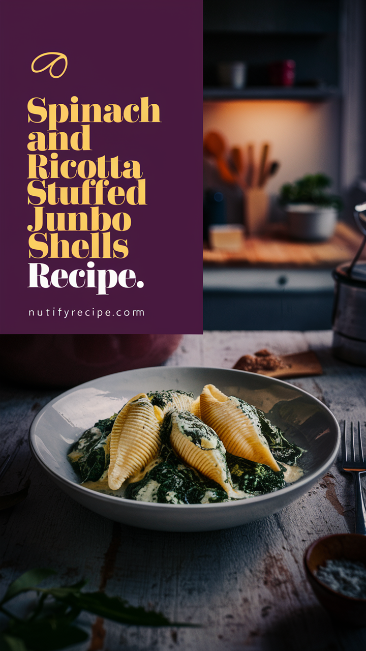Spinach ricotta jumbo shells , 
spinach ricotta stuffed pasta shells , 
ricotta spinach jumbo shells , 
stuffed jumbo shells recipe , 
jumbo shells spinach ricotta